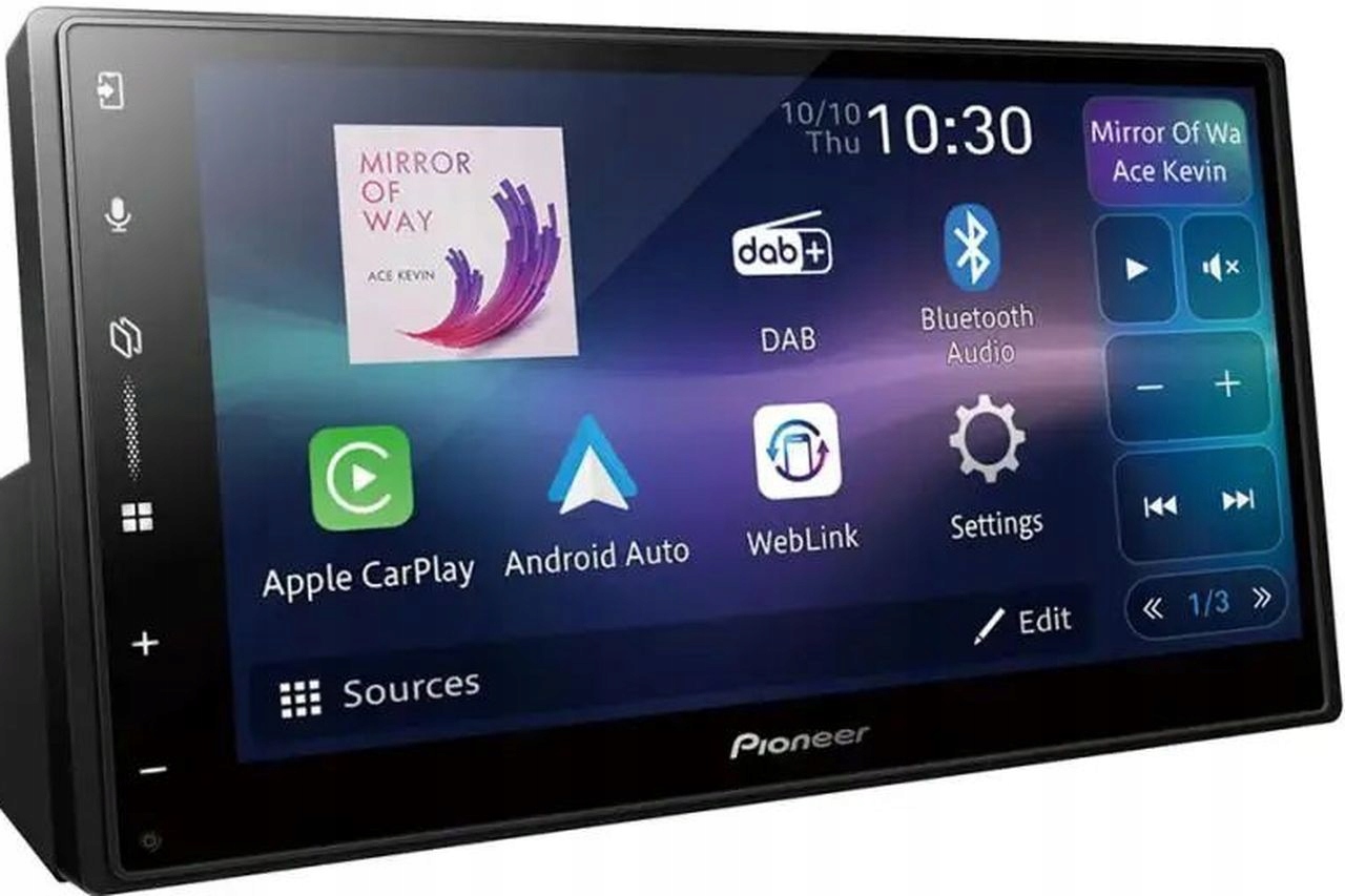 PIONEER 6,8 Zoll Doppel-Din-Multimediasystem UKW/DAB+ Radio mit Bluetooth Freisprecheinrichtung, Apple Car-Play und Android Auto zur Darstellung der Handy-Navigation sowie Apps auf dem Radiomonitor zur Ergänzung der optionalen Rückfahrkamera mit Doppellinse